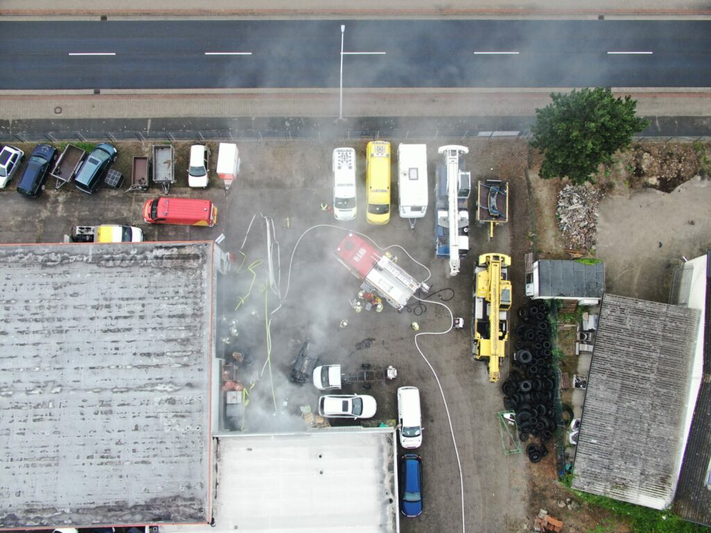 Drohnenaufnahme der Einsatztselle von oben